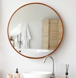 24" Round Framed Mirror Home Bathroom Vanity Circle Wall-mounted Mirror Espejo - Remodeling Needs - Father's Day Sale