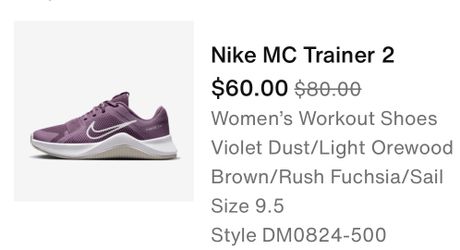 Nike Women’s Training Shoes 9.5 Lavander