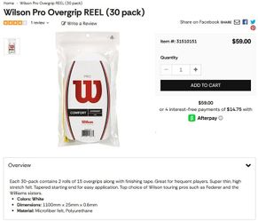 Wilson Pro Overgrip Reel (15 pack) for Tennis Rackets