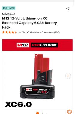 Milwaukee M12 12-Volt Lithium-Ion XC Extended Capacity 6.0Ah Battery Pack