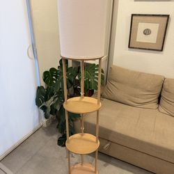 Wood Floor Lamp with Shelves – Modern Standing Lamp