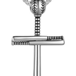 Baseball Cross for Men Personalized Baseball Bat Charm Pendant Stainless Steel Baseball Jewelry Gift for Men