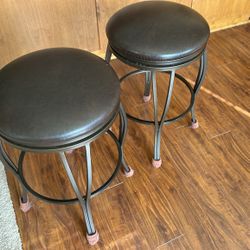 Two Cushy Bar Stools 