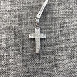 Charm Cross 14k White Gold With princess cut diamonds