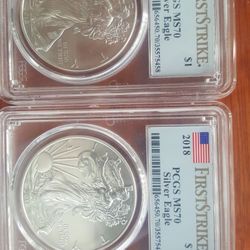 PCGS MS 70 SILVER EAGLE FIRST STRIKE (each)