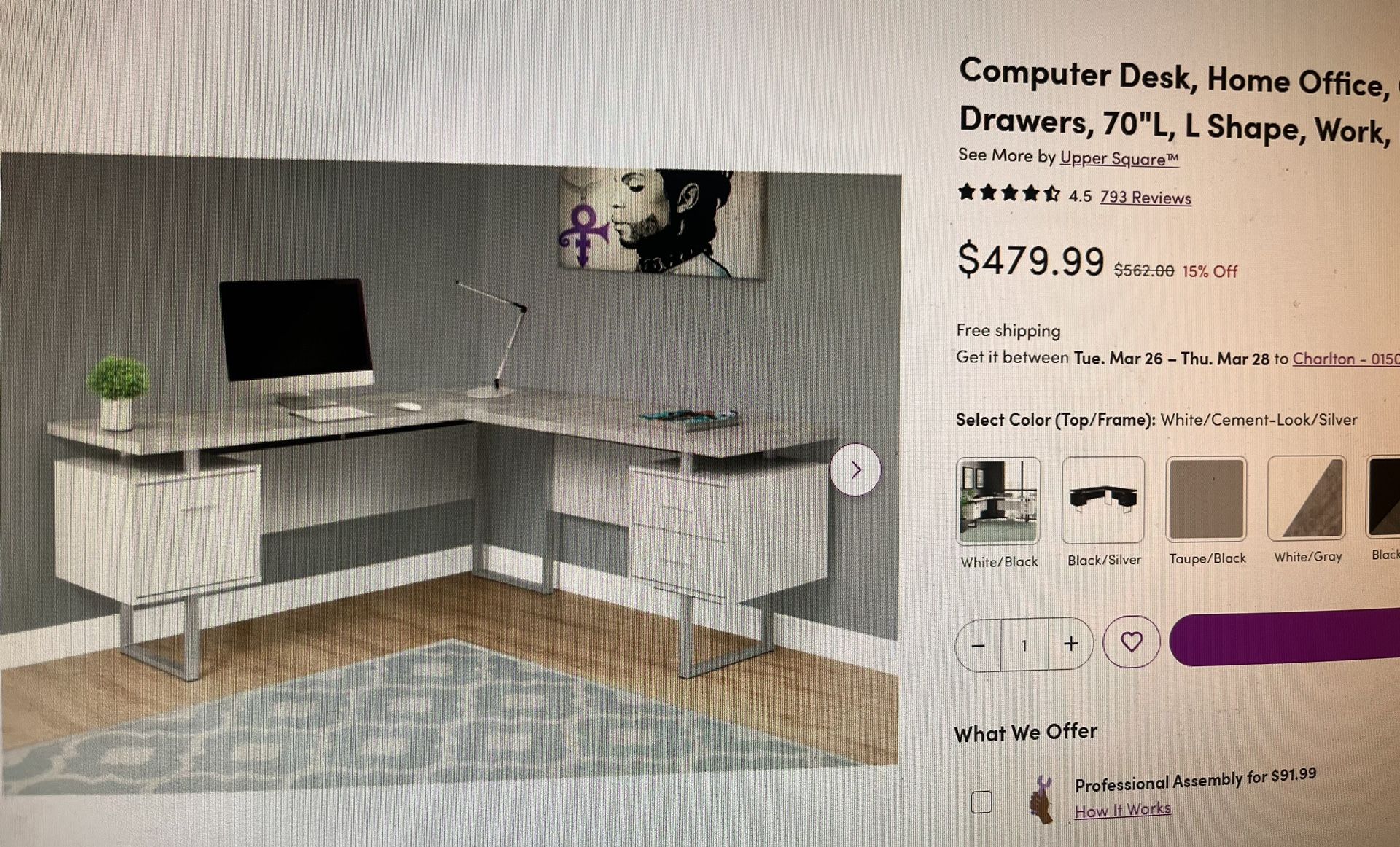 Desk L Shaped Computer Desk - Modern