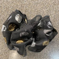 Black & Silver & Gold Hair Bow On Jaw Clip