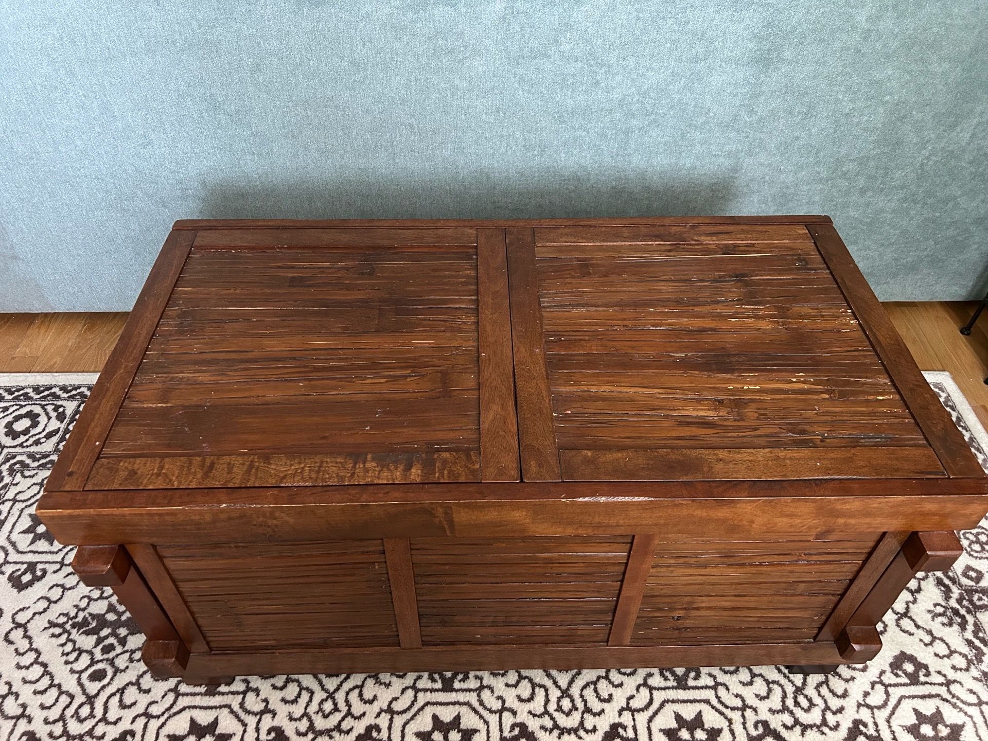 Wooden storage trunk