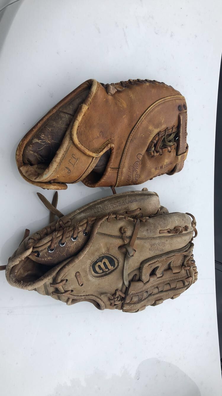 Old baseball gloves