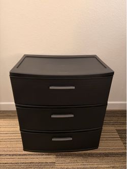 Sterilite 3-Drawer Wide Storage Tower / Organizer - Black