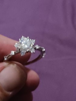 Sterling Silver Moissanite  Flower Ring