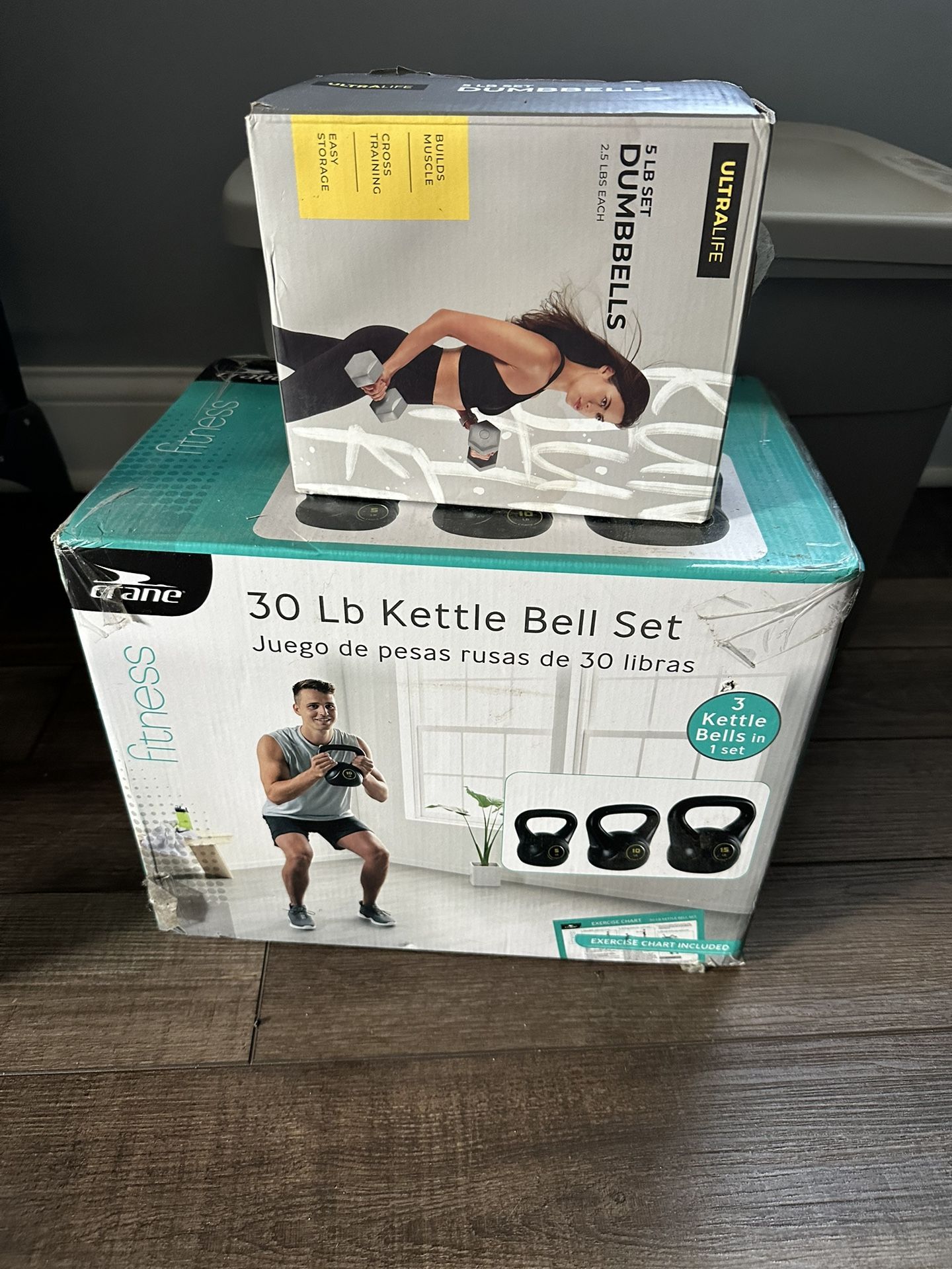 Kettle Ball Weight Set And 5 Pound Dumbbells