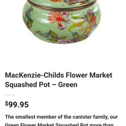 MacKenzie-Childs Flower Market Squashed Pot – Green