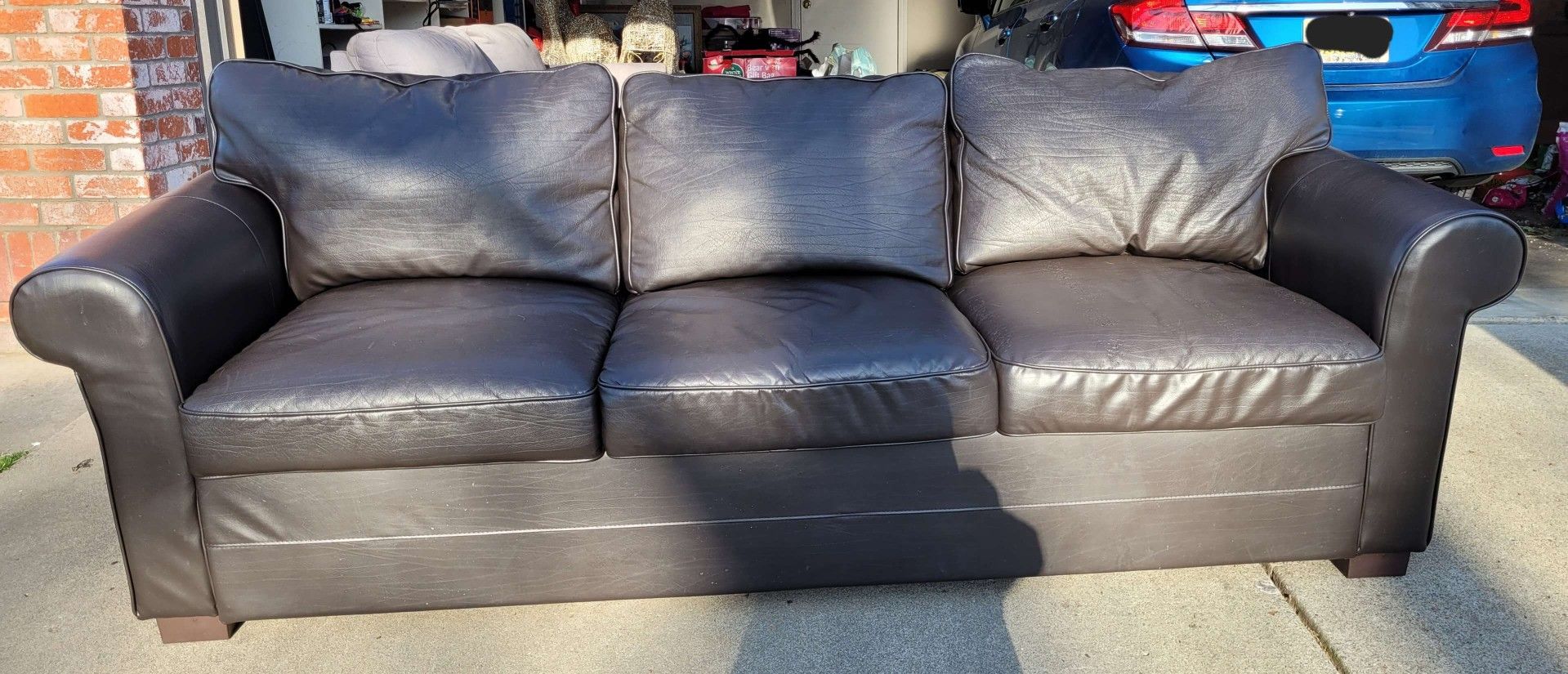 3 Person Faux Leather Couch