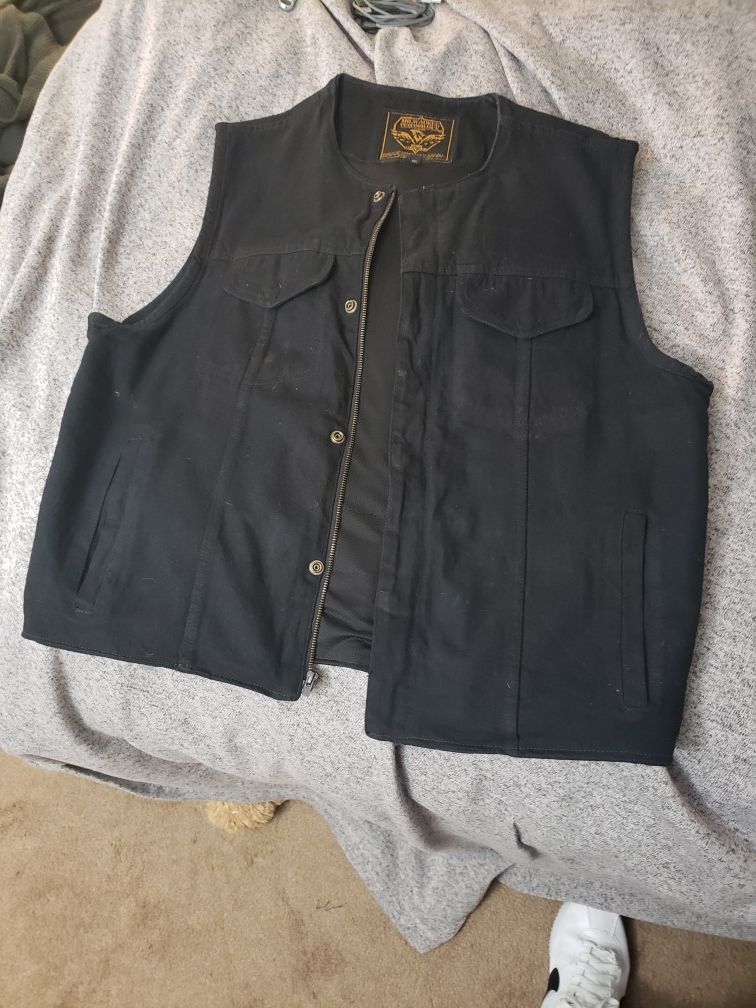 Brand new Milwaukee black denim motorcycle vest