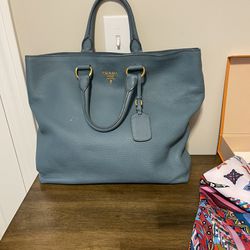 Prada Womens Tote Bag , Authentic , Teal Color, Medium Size, Very Deep To Hold A lot Of Items