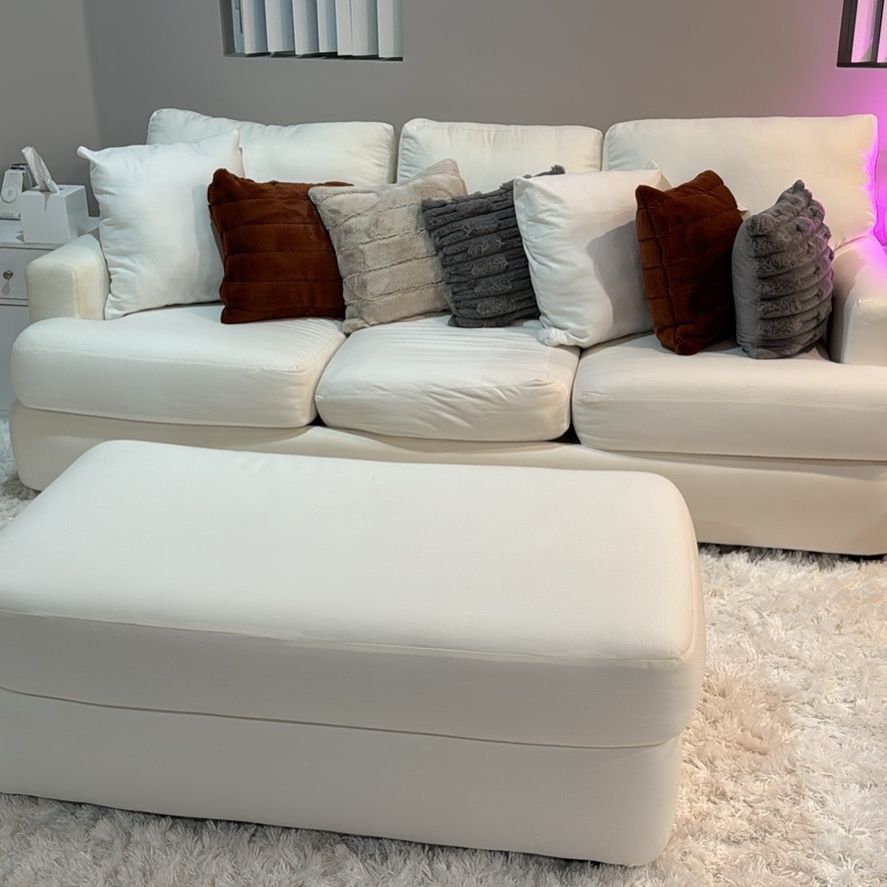Emilio 90'' Upholstered Sofa With Matching Ottoman 