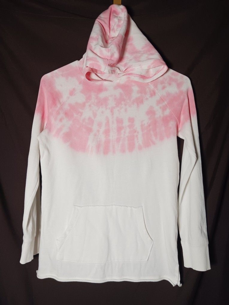 Old Navy Girls Large 10/12 Pullover Hoodie Sweatshirt Pink Tie Dye Front Pocket
