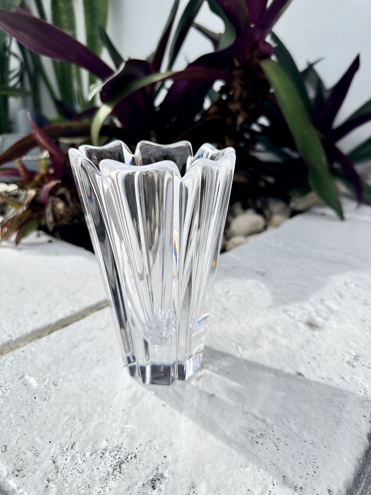 Crystal Vase, 7.5” Tall