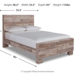 Effie Panel bed Full size with mattress, nightstand and Narrow Chest.