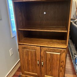 Solid Wood Bookshelf Cabinet Storage Unit