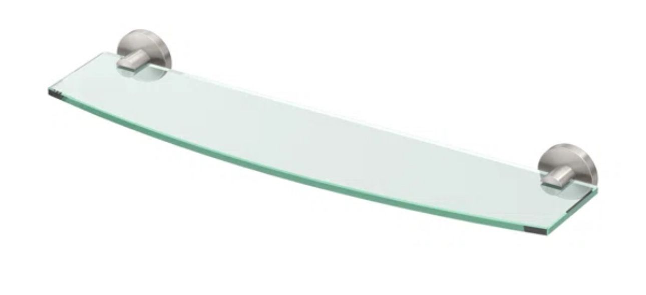 Gatco Reveal Wall MountedCurved Tempered Glass Shelf | Floating Glass Shelf