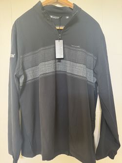 NEW TravisMathew Men's XL Quarter-Zip Golf Pullover – Black & Gray
