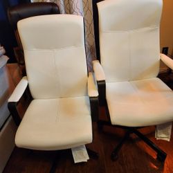 White Leather Computer Chairs (2)