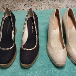 2 Classic Pairs Of Espadrille Wedges  ( J Crew & Jack Rogers) Size 9