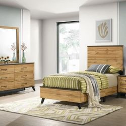 New Twin Bedroom Set With Bed Frame Dresser Mirror And Nightstand On Sale Now Don't Miss