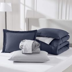 7 Piece Sleeptone Bedding Set (Navy/Gray) 