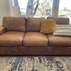 Camel Brown Leather Couch