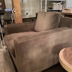 Pair of 2 Bauhaus Gray Velvet Armchairs