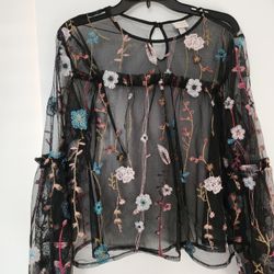 Sheer Blouse With Flowers
