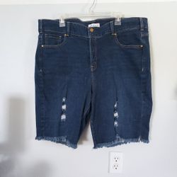 Lane Bryant Women's Distressed Denim Blue Jean Shorts Plus Size 22