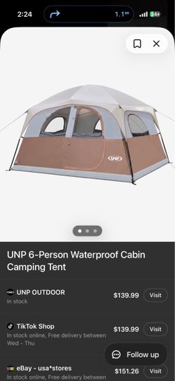 UNP 6-Person Waterproof Cabin Camping Tent