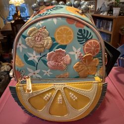 Loungefly Tropical Lemon Floral Convertible Mini Backpack &