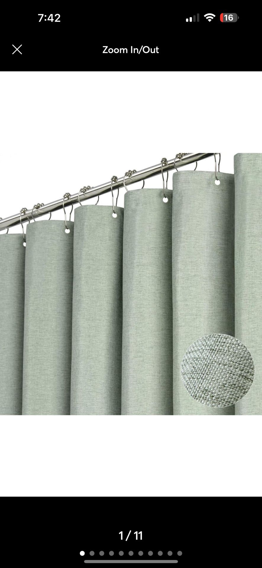 Sage Green Shower Curtain, Linen Textured