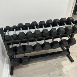 5-50lbs Dumbbells w/Rack 