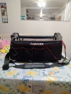 Husky 20" black tool box bag with handle & over shoulder strap