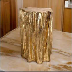 Wayfair Emilyn Gold End Table Tree Trunk Faux Wood Set Of Two