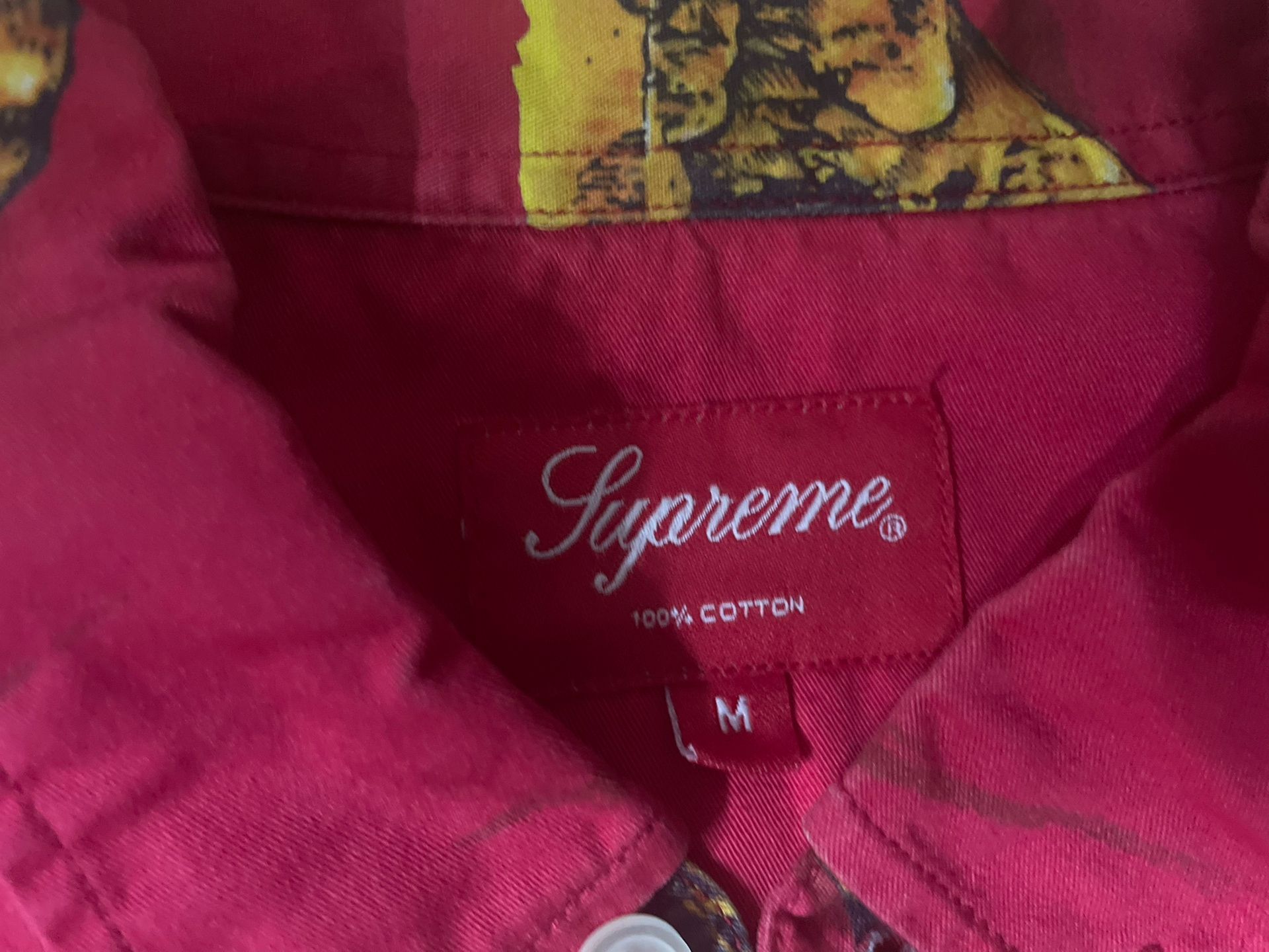 Red Supreme Button Up Dress Shirt