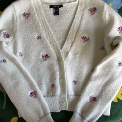 White Floral Cardigan