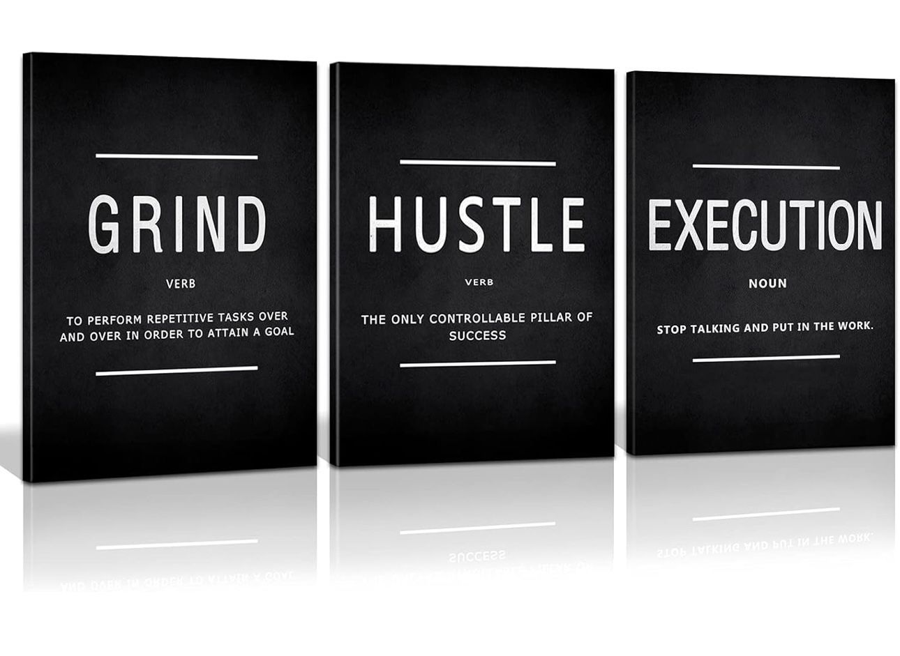 Grind. Hustle. Execution. Wall Art Set – 3 Canvas Panels