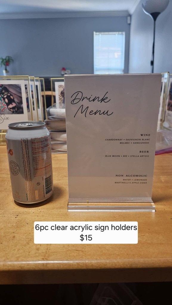 6 Pc Clear Acrylic Sign Holders