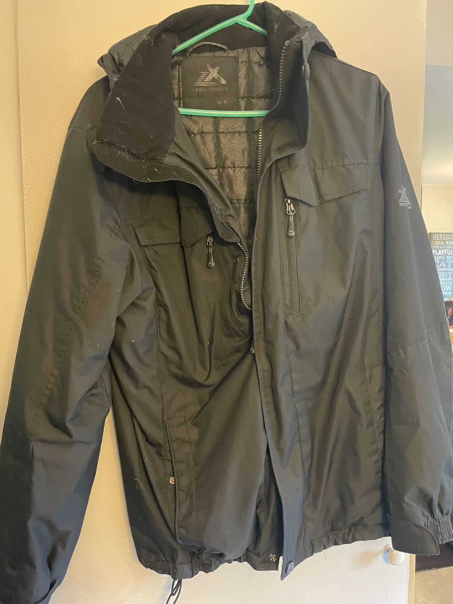 Zero Exposure Mens Warm Heavy Ski /winter Coat With Hood Size Medium