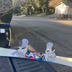 Snowboard 140 Cm Snow Board Atomic with Bindings Skiing Snowboarding in Good Condition 