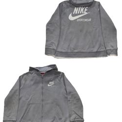 Nike Sportswear Gray Full Zip Hoodie Sweatshirt Girls Youth Large
