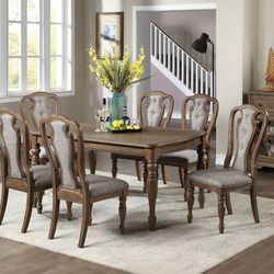 Brand New Rustic Natural Brown Ashley’s Style Dining Set Barnhouse Traditional Dining Set 