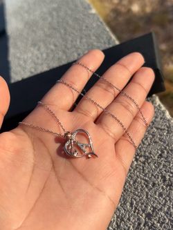 Silver chain with rose gold A initial with Diamond